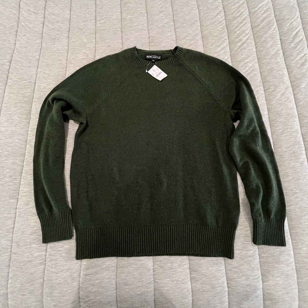 J. Crew Hunter Green Crewneck Sweater with Fine Knit Texture